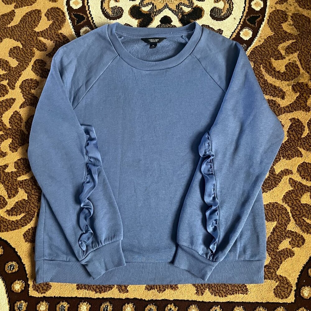 SIMPLY VERA VERA WANG Blue Ruffle-Sleeve Sweatshirt
